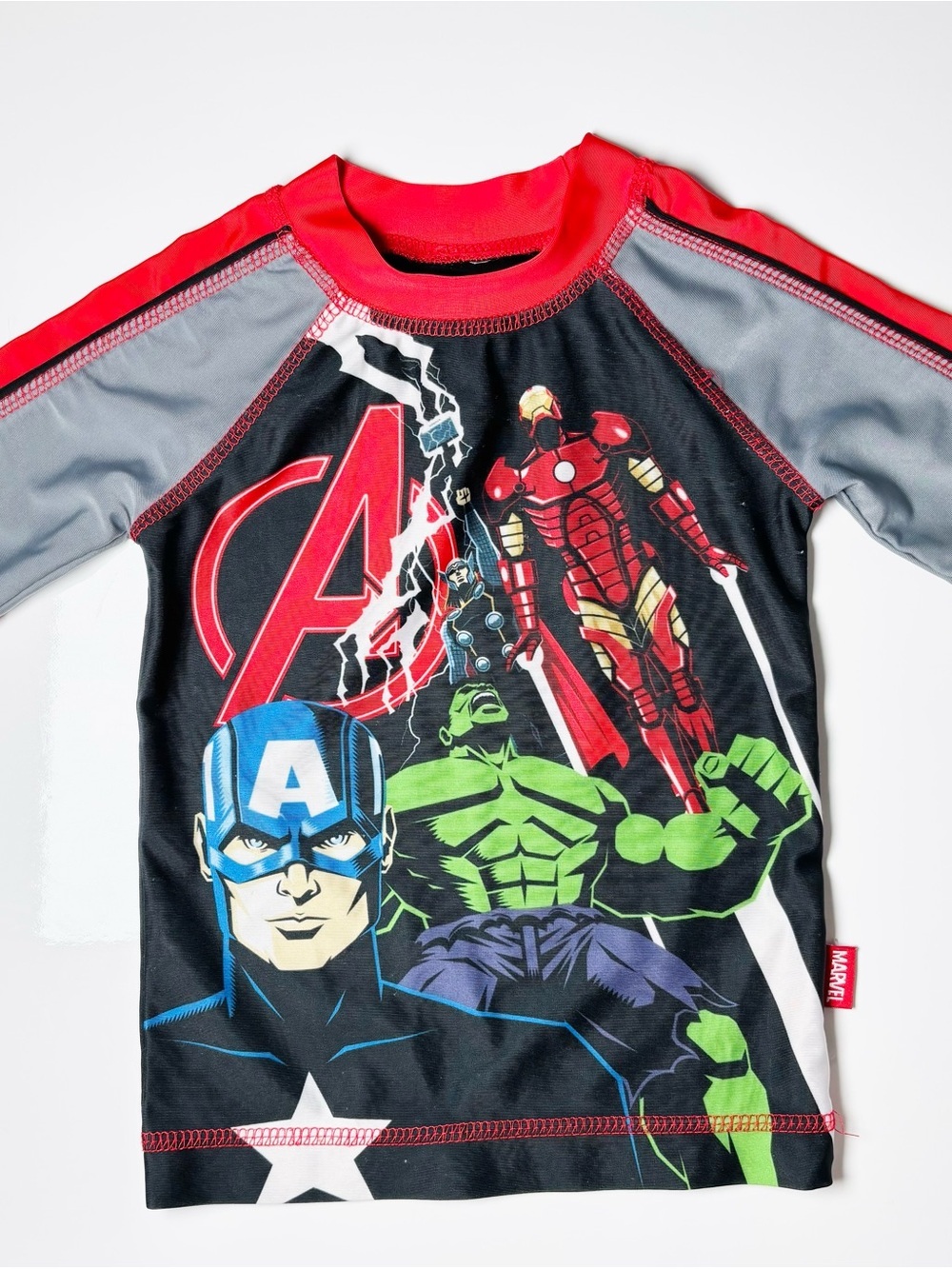 Official Marvel Avengers Long Sleeve Rash Guard Swim Shirt Size 18-24M Summer